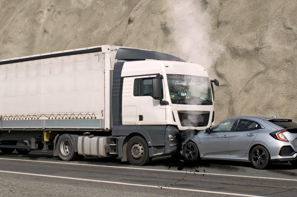 Speed And Carelessness On The Street. Accident Between A Truck A