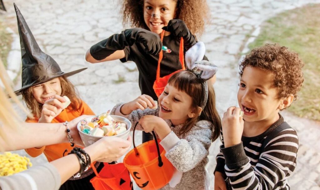 Passing out Candy for Halloween