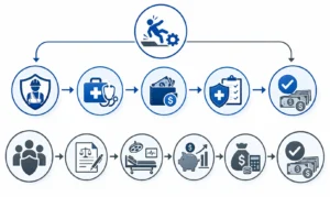 Comparison of workers compensation and personal injury claim pathways after a serious eye injury.